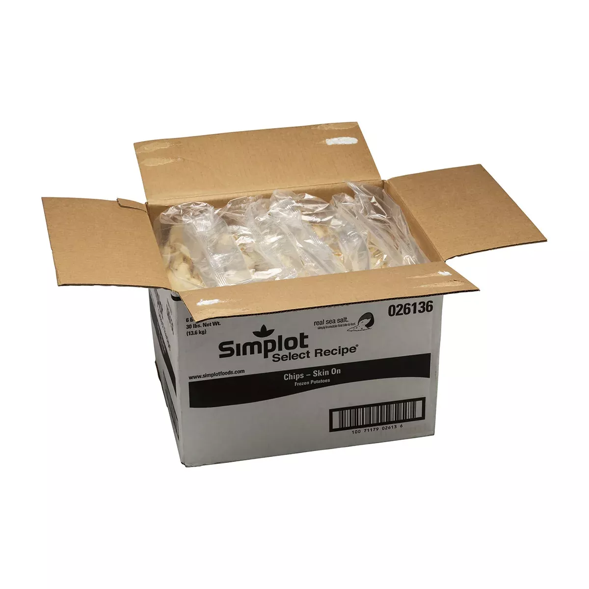 Simplot Frozen Simplot Select Recipe 8 Inch Sea Salt Chips Skin On 5 Pound Each - 6 Per Case