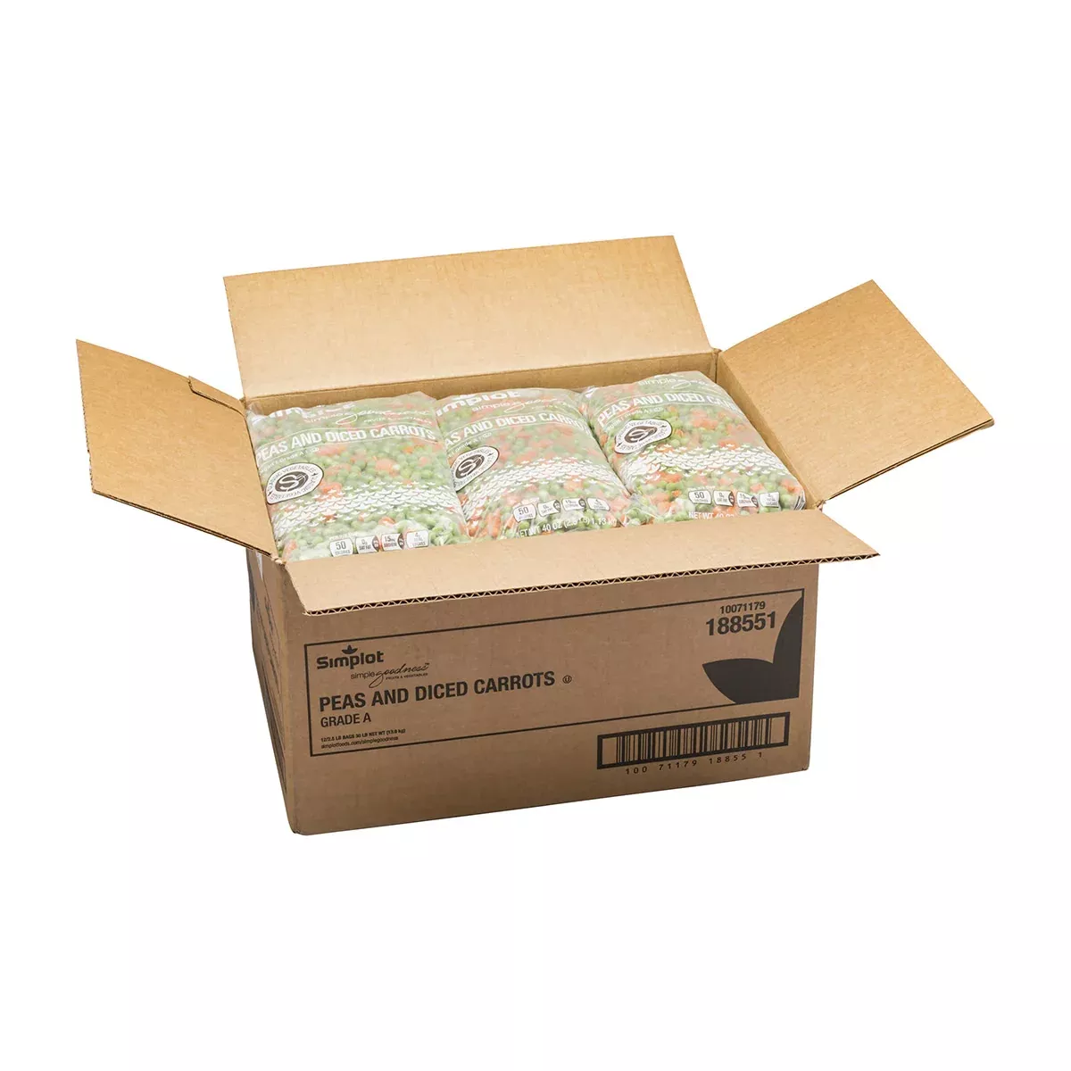 Simplot Frozen Simplot Simple Goodness Classic Vegetables Peas and Diced Carrots 2.5 Pound Each - 12 Per Case