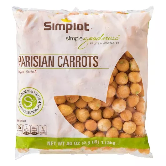 Simplot Frozen Simplot Simple Goodness Premium Vegetables Parisian Carrots 2.5 Pound Each - 6 Per Case