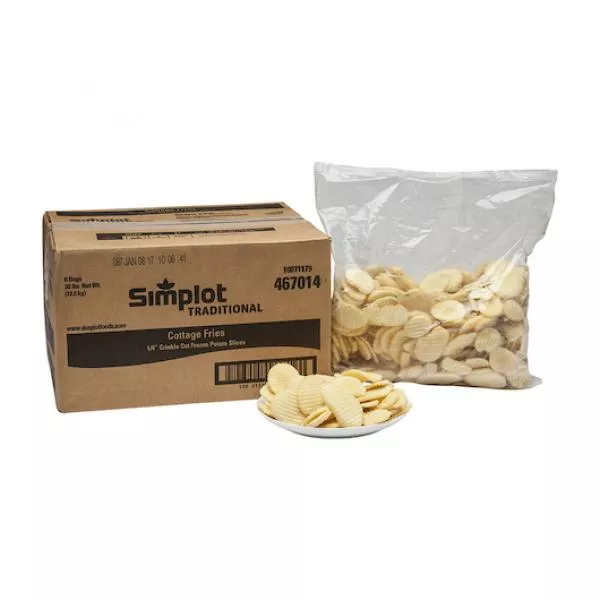 Simplot Frozen Simplot Traditional 4 Inch Cottage Crinkle Cutslices Skin On 5 Pound Each - 6 Per Case