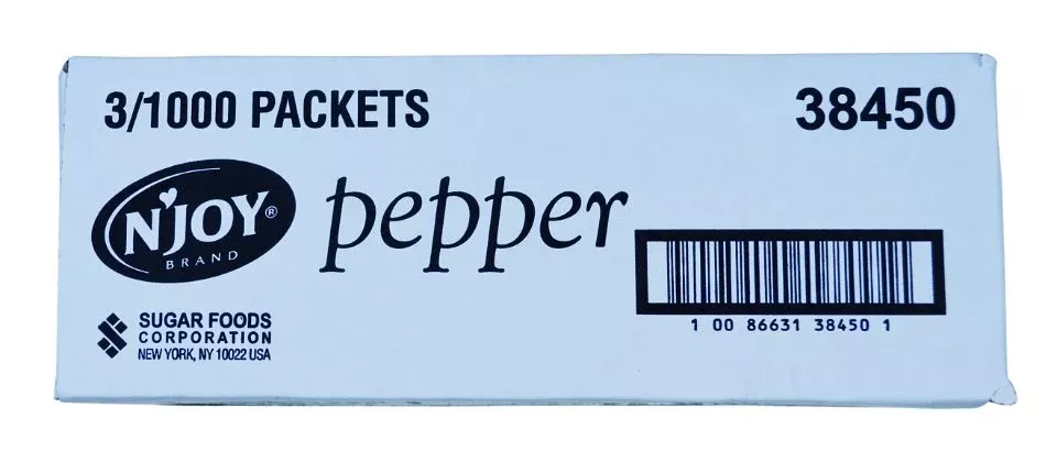 Sugar Foods N'joy Pepper Packets 0.1 Grams Each - 3000 Per Case