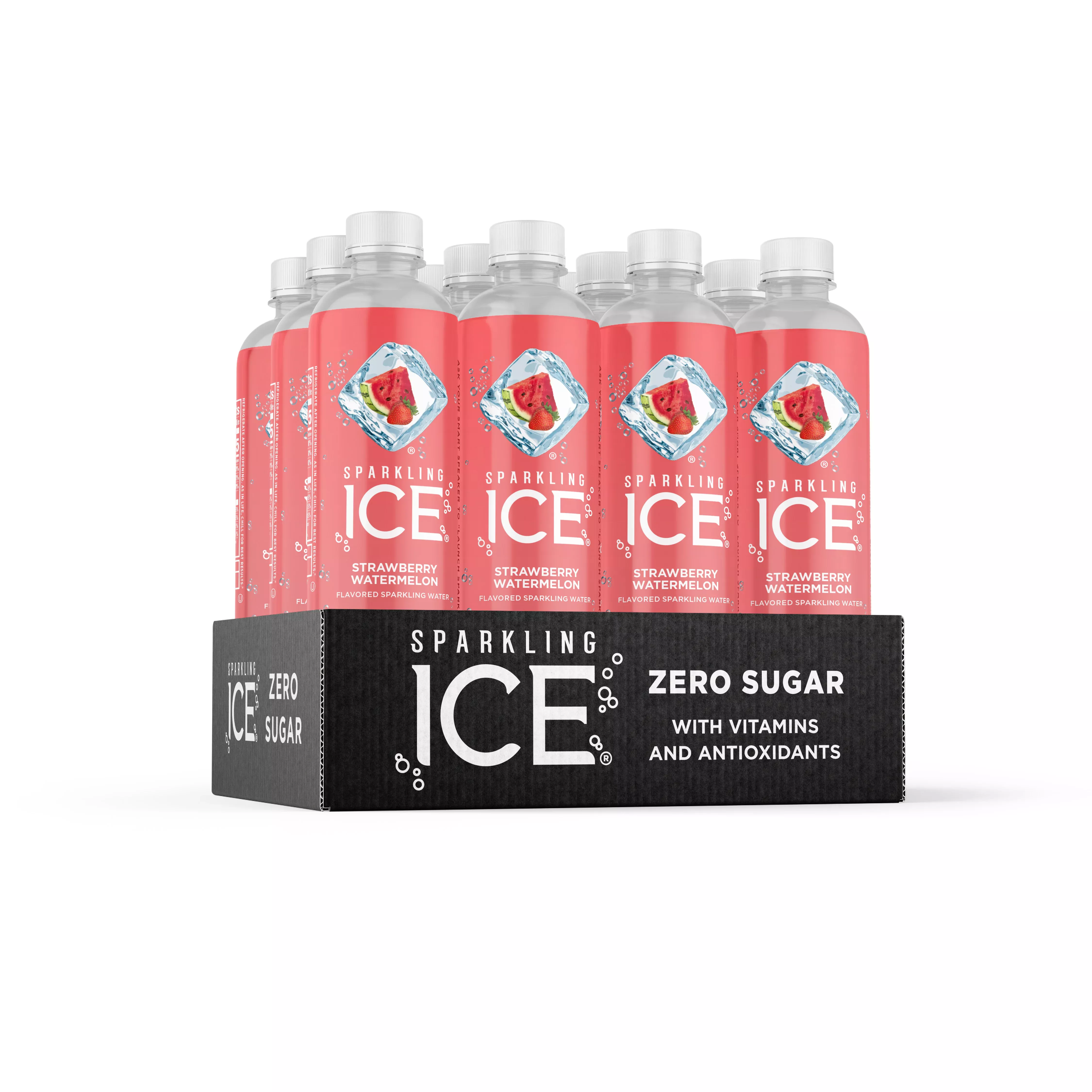 Talking Rain Sparkling Ice Strawberry Watermelon with Antioxidants and Vitamins Zero Sugar B 17 Fluid Ounce - 12 Per Case