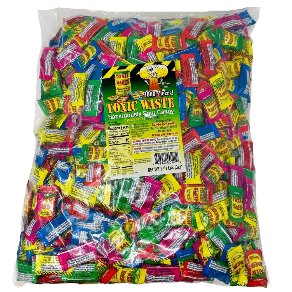 Toxic Waste Assorted Hazardously Sour Candy 1000 Pieces - 3kg