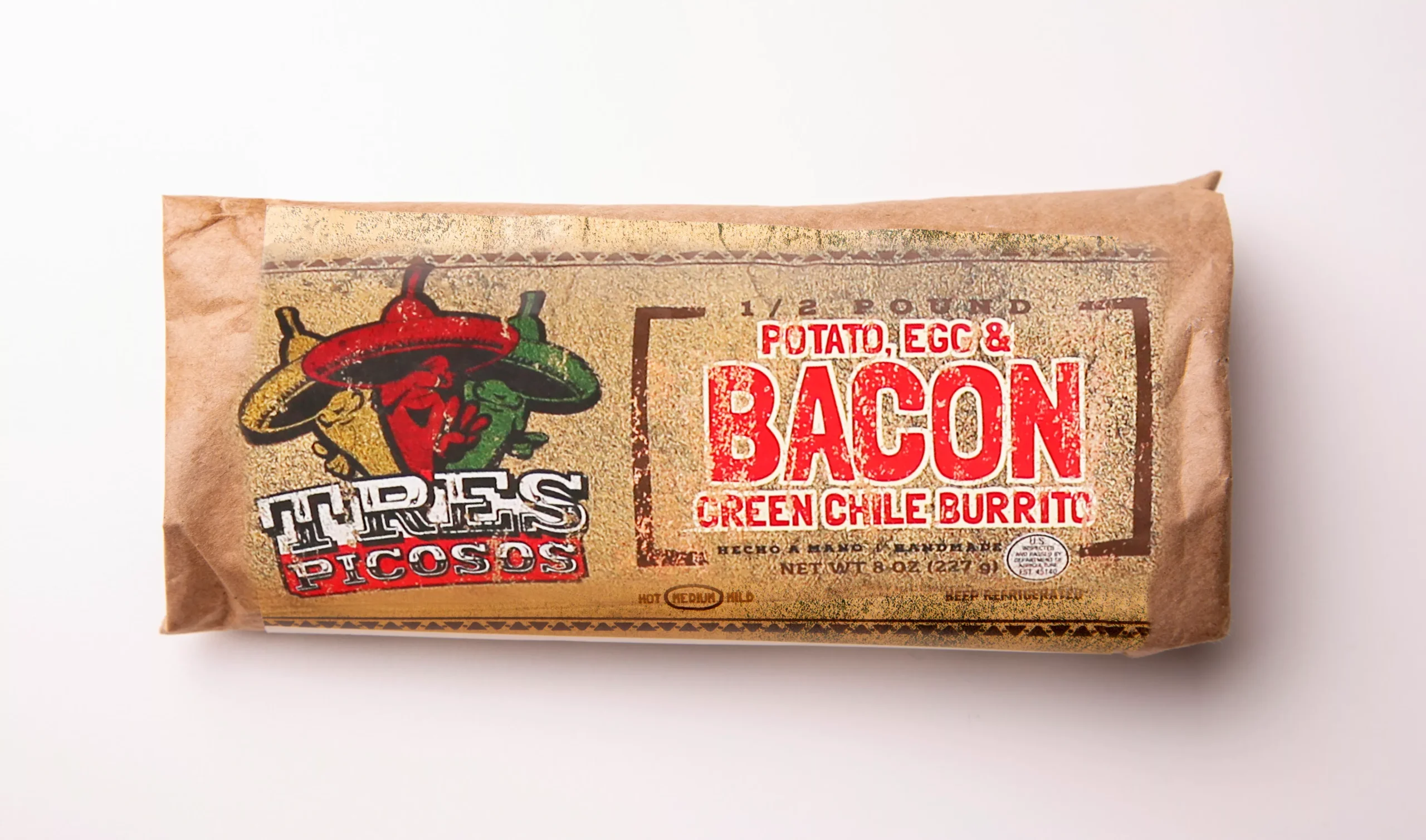 Tres Picosos Potato Egg & Bacon Green Chile Burrito 1 Each - 12 Per Case
