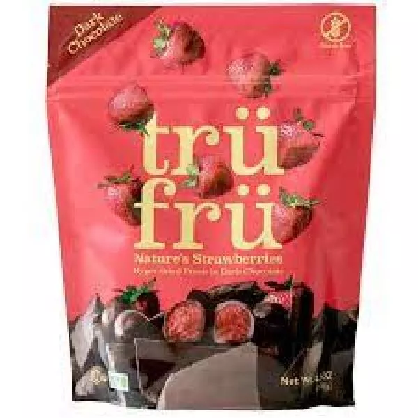 Tru Fru Hyper Dried Grab & Share Hyper Driedreal Strawberries in Dark Chocolate Ou 4.2 Ounce Size - 6 Per Case