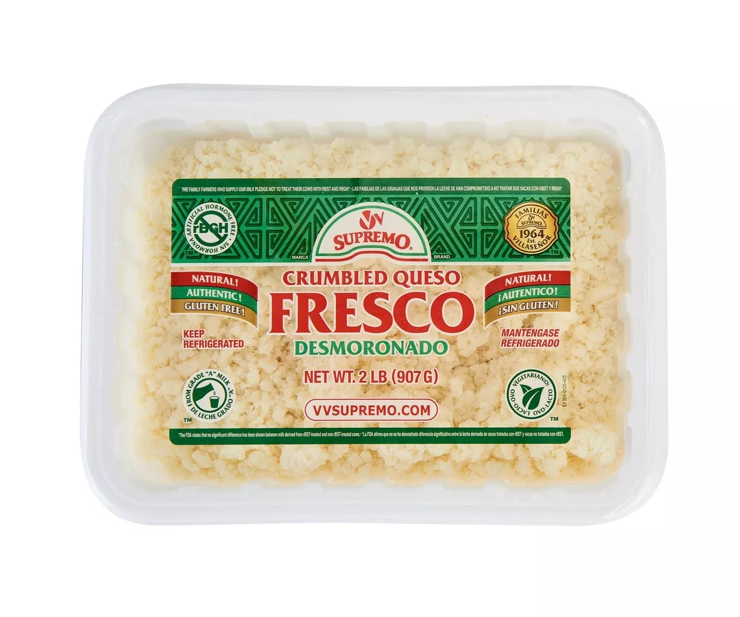V&v Supremo Queso Fresco Crumbles 2 Pound Each - 6 Per Case