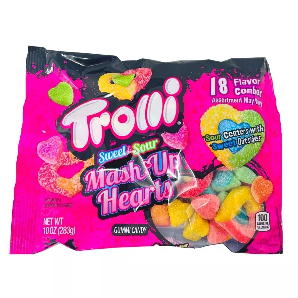 Valentines Trolli Sweet & Sour Mashup Hearts - 10oz