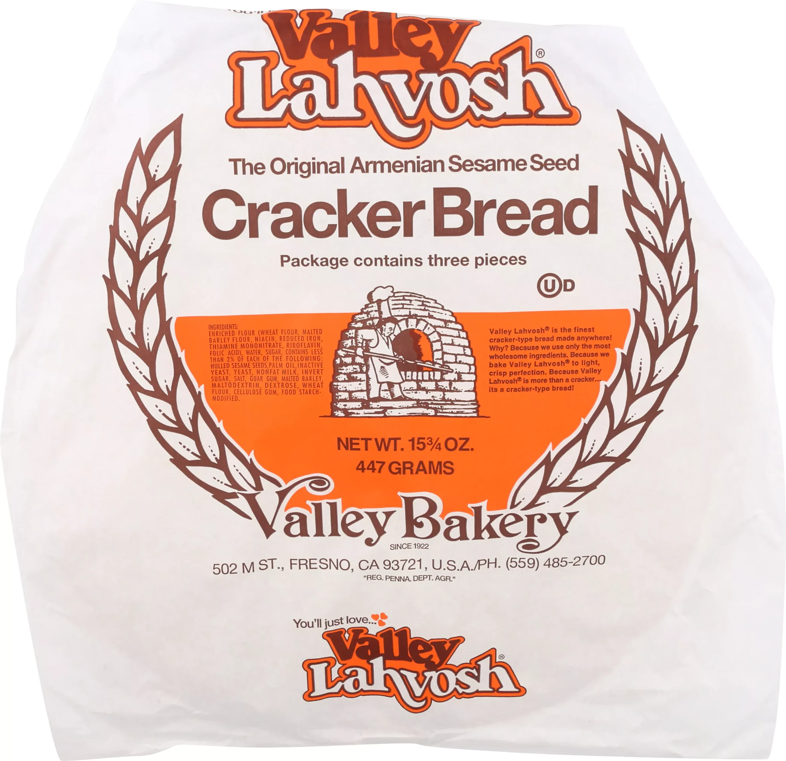 Valley Lahvosh Retail Lahvosh Crackerbread 5 Inch Round Original 15.75 Ounce Size - 7 Per Case
