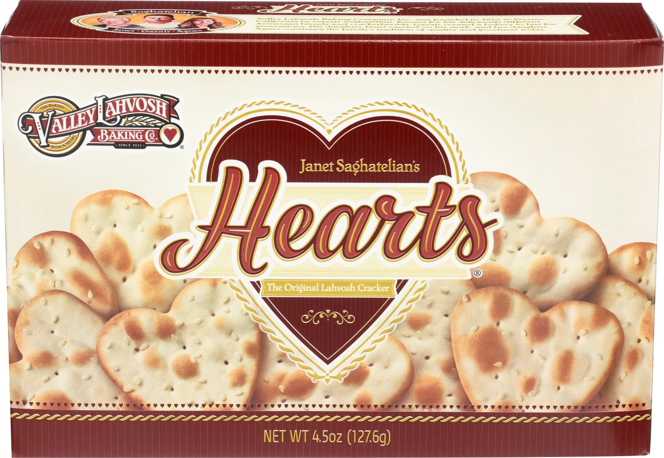 Valley Lahvosh Retail Lahvosh Crackerbread Hearts Original 4.5 Ounce Size - 12 Per Case