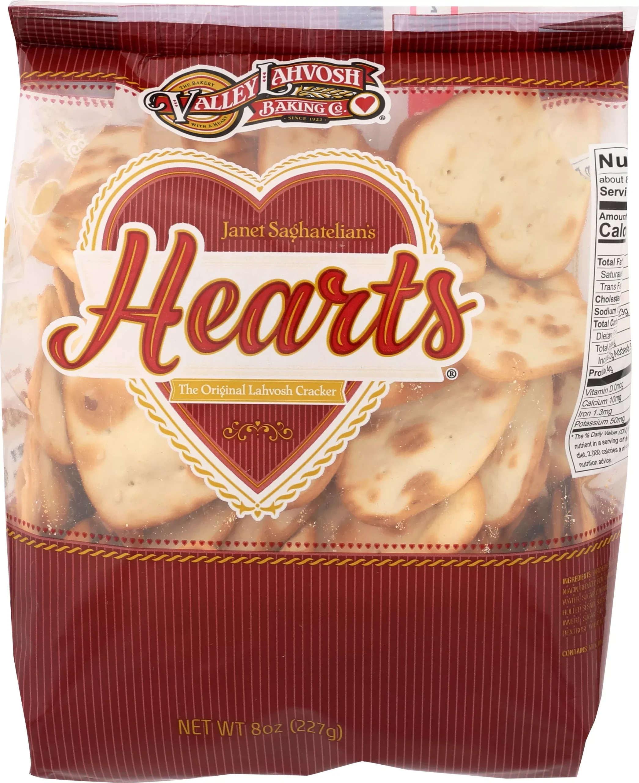 Valley Lahvosh Retail Lahvosh Crackerbread Hearts Original Delibags 8 Ounce Size - 12 Per Case