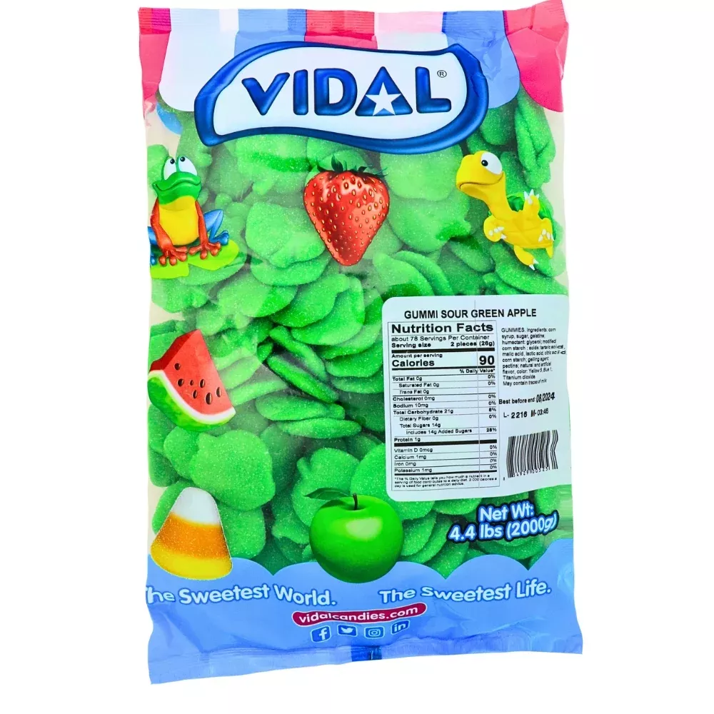 Vidal Sour Green Apples Bulk Candy - 4.4lb
