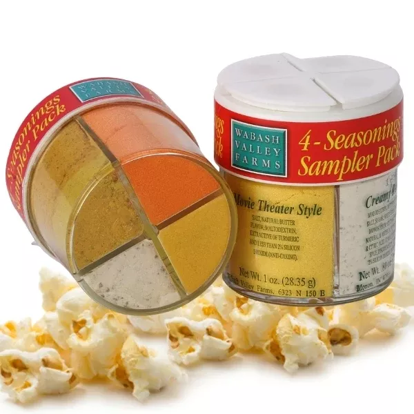 Wabash Popcorn Seasonings Sampler 4 Pack - .67oz, 1oz, .63oz, .7oz