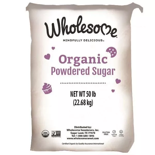 Wholesome Sweeteners Organic Powdered Sugar 50 Pound Each - 1 Per Case