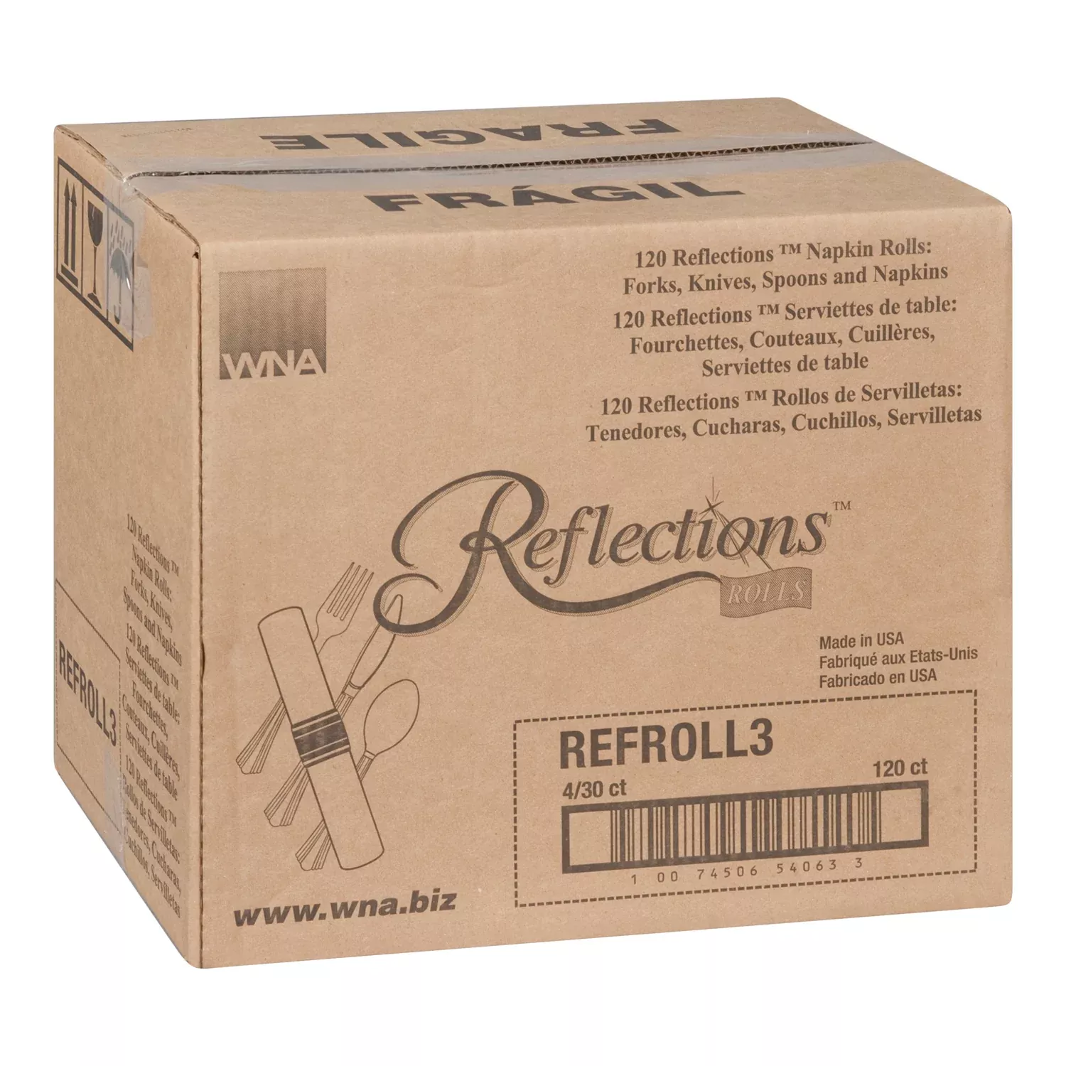 Wna Inc. Refl Frk Knf Tsp White Nap Roll 30 Each - 4 Per Case