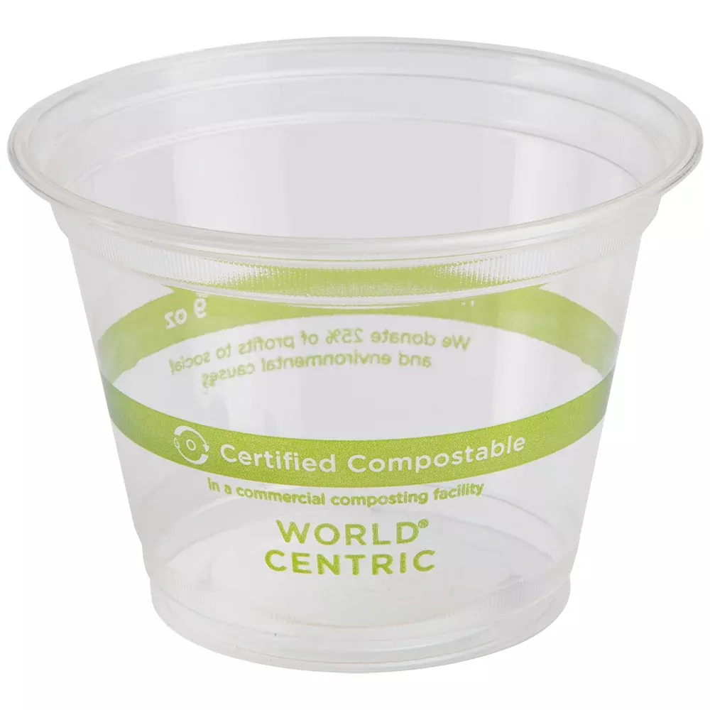 World Centric 9 Ounce Clear Squat Cups - Pla - Compostable