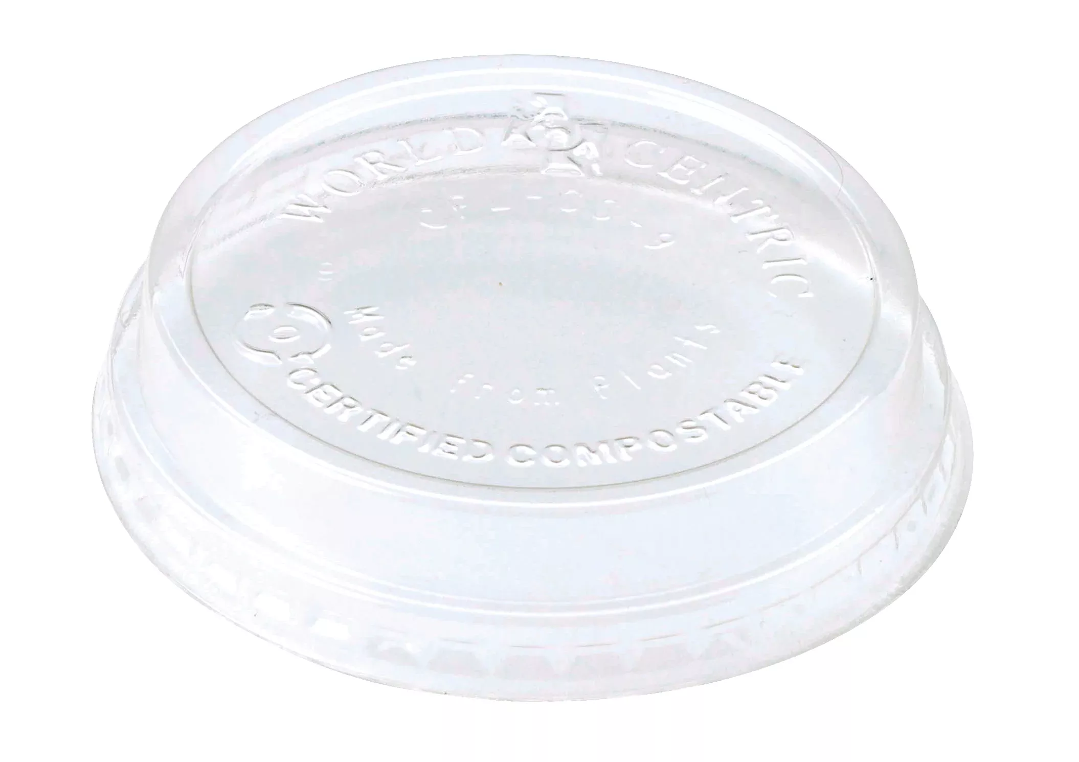 World Centric Lid Pla - 4 to 9 Ounce Cold Cups and 2 Ounce Squatportion Cup No Straw Hole Clear