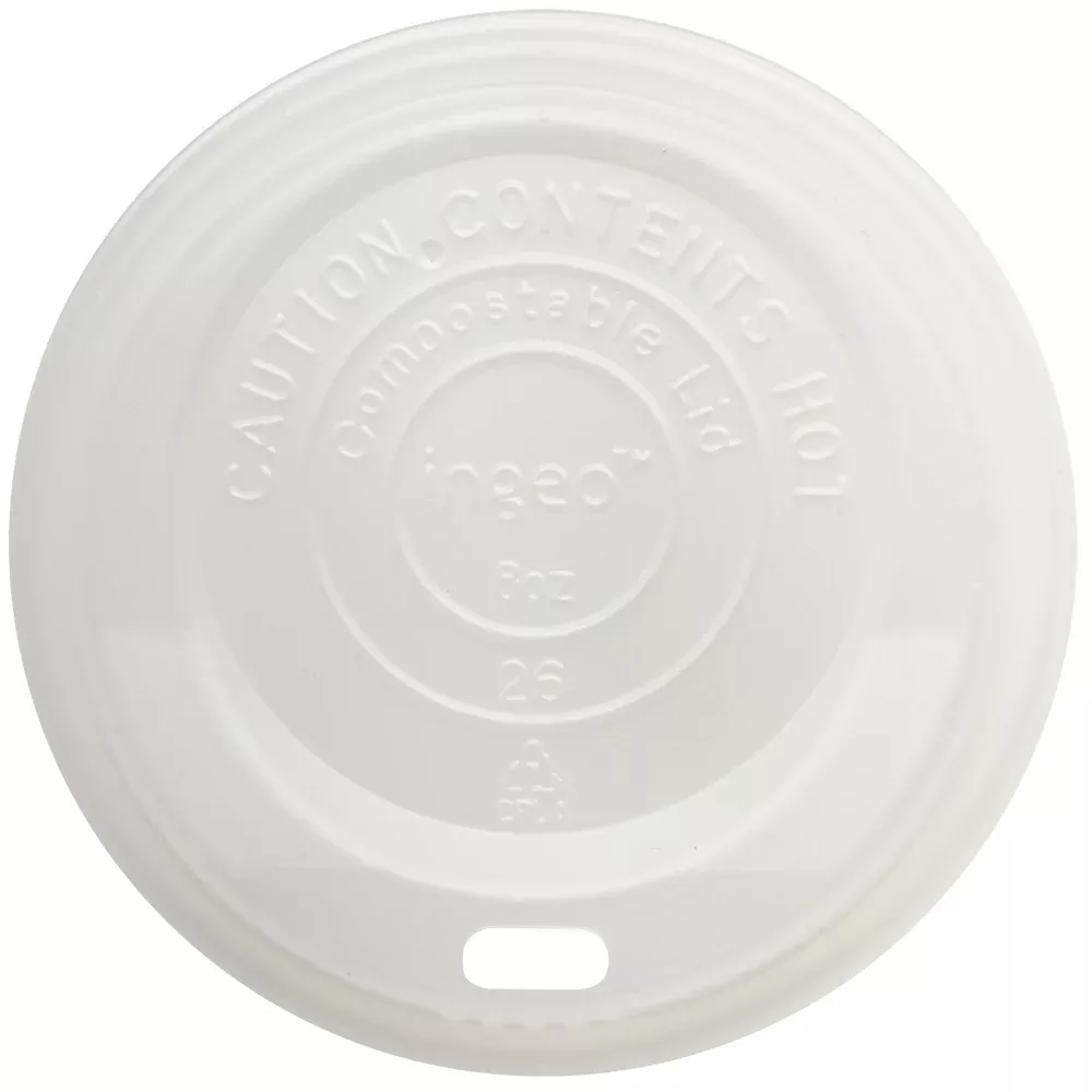 World Centric Lid Pla - 8 Ounce Hot Cups White