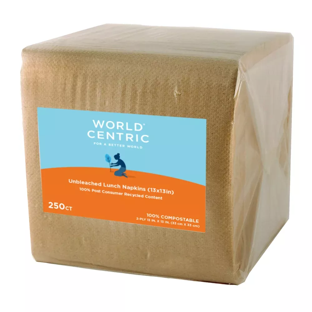 World Centric Lunch Napkins 6.5 in Square (2-Ply) - 18 Per Case
