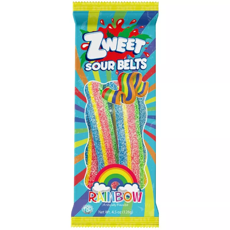 Zweet Go Pack Sour Belts Rainbow Peg Bag – 4.5oz (SNG12)