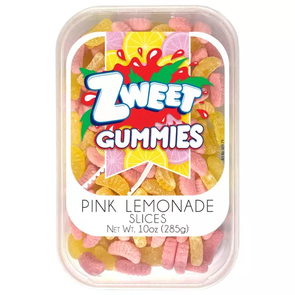 Zweet Gummies Sour Pink Lemonade Slices 10 oz. Tub